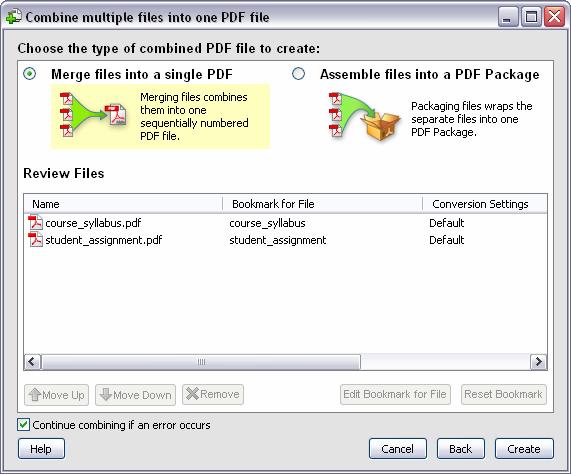 To rearrange the file order before converting to PDF, select a filename and click the Move Up or Move Down buttons. 5. Click Next.