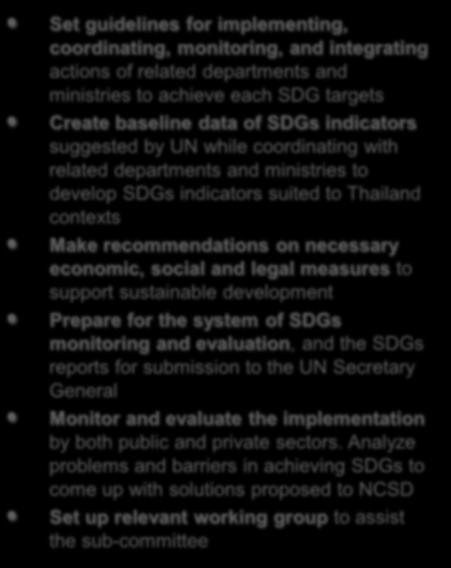 while coordinating with related departments and ministries to develop SDGs indicators suited to contexts Make