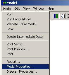 Model properties dialog Choose