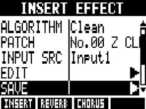 Effects Patch saving (insert and send-return effects) Patch saving (insert and send-return effects) Once you have edited a patch, always save it if you want to keep the changes.