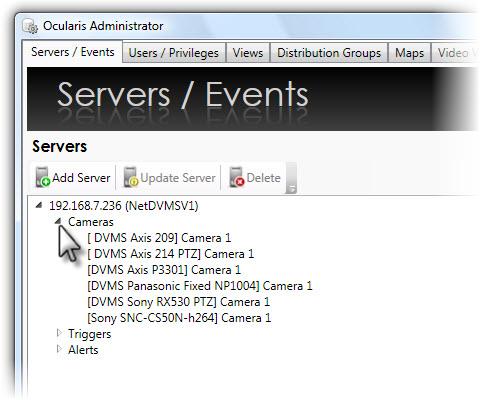 Figure 6 An Added NVR The resulting Servers list is collapsible and expandable by clicking the triangle in front of the list item.