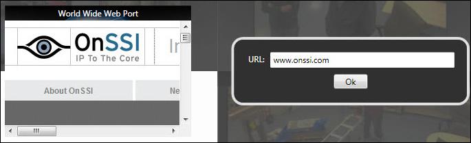 3. Modify the URL as needed. 4. Click Ok when done. Figure 36 Edit a web page URL Image Configuration In addition to camera video, panes may be populated by static image.