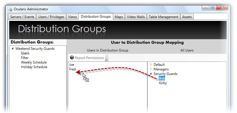 The same user may be assigned to multiple distribution groups Figure 55 Drag & Drop to Assign Users to Distribution Groups Group Administrators Group Administrator users may create Distribution