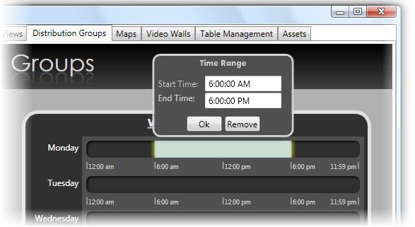 Figure 59 Time Range Pop-Up 3. You can manually enter the Start Time and End Time if it is different from the default. Or you can click the Remove button to remove the schedule from the selected day.