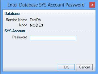 Password window to confirm that you have SYS account privileges to delete the sample database. If this window opens, enter the password for the SYS account. 10.