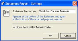 3. Click Statements. The Statement Reprts - Settings dialg bx appears. 4.