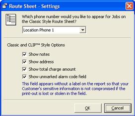 3. Click Rute Sheets. The Rute Sheets - Settings dialg bx appears. 4. Select the phne number yu want t display n the Classic style rute sheet frm the drp-dwn list. 5.