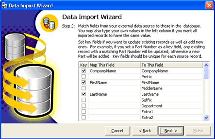 Be sure t read the instructins n this screen f the wizard carefully. 2. Select the Key check bx t mark the field as a Key field if yu are updating existing data instead f adding new data.