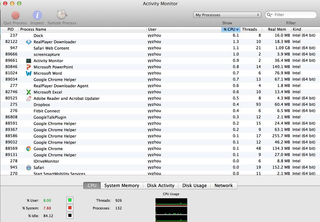 Mac OS Activity Monitor 18 10/7/18