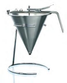 Funnel Cutters Stainless steel automatic funnel. 1,9 L capacity. Ref. MA 258825 Chrome wire stand is an option. Ref. MA 116515 Plastic log Ref.