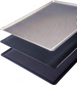 Baking sheets Aluminium baking sheets are available with 45 or 90 edges, in 1,5 or 2 mm thickness, without coating or with non-stick coating (silicone Bi-flon 60 or fluorpolymer Optiflon ), non