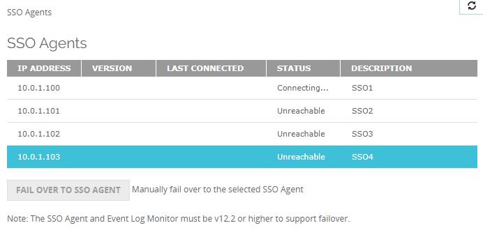 Redundant Single Sign-On 125 To view the status of SSO agents or to manually