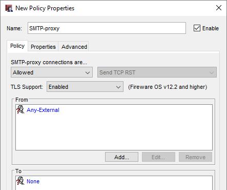 SMTP Proxy TLS Support 21 The TLS Support option controls which ports