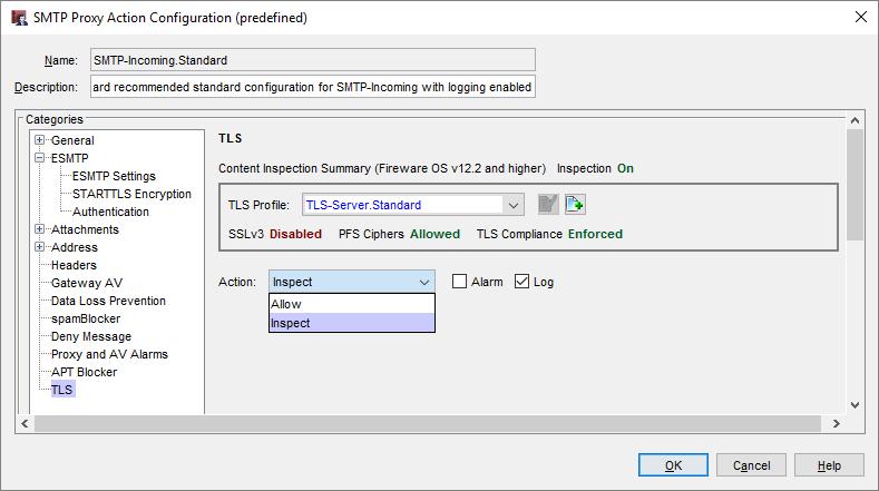 23 SMTP Proxy Action TLS Settings SMTP proxy actions now include TLS settings TLS settings apply only when TLS Support is