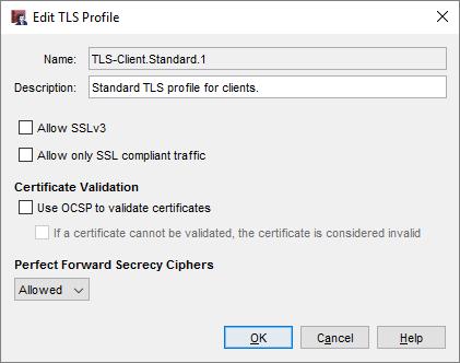 25 SMTP and POP3 over TLS A TLS profile is a collection of TLS-related security settings: Allow SSLv3 Allow only SSL compliant traffic Certificate