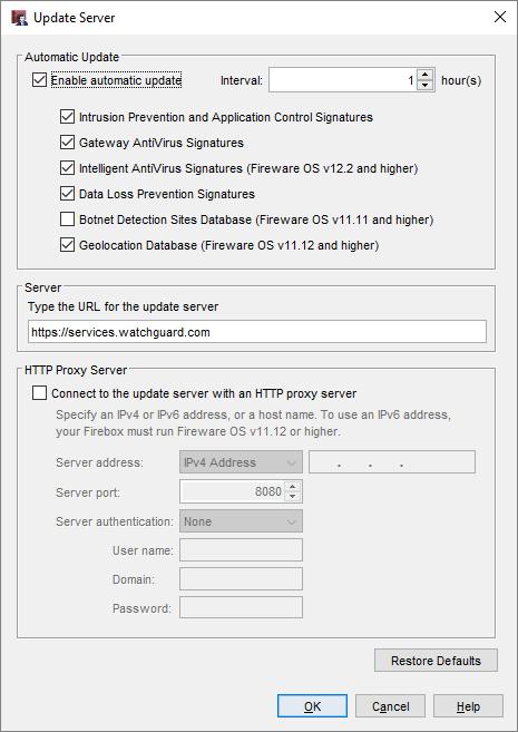 Intelligent AntiVirus Configuration 9 In the Update Server settings for