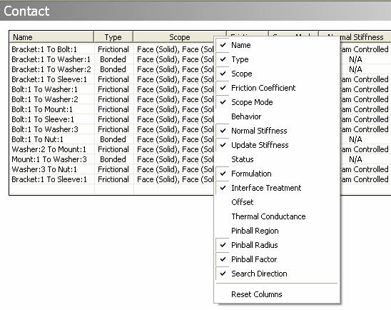 Contact Folder: Worksheet View Columns can be sized by sliding header divider The RMB on the