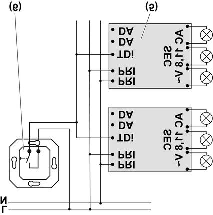 Connecting transformer with installation button picture 5: Connection diagram with installation button i Illuminated installation buttons may only be connected if they have a separate N