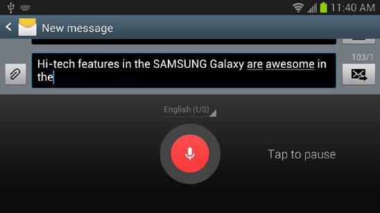 Note: Samsung keyboard is selected by default. Depending on your phone's configuration, there may not be another keyboard type available, although Swype and Google voice typing may still be used.