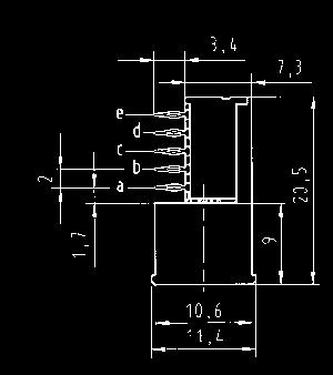 Type B Female connectors, angled Contact length [mm] No.