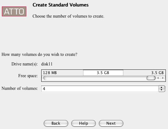 Create a single Standard Volume 1 From the Create screen, click on the Standard button. 2 Using the mouse, highlight the drive where you want the volume created.