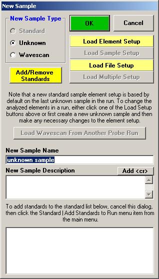 Or select previously saved individual element setups from the SETUP.MDB element setup database (previously saved from the Analyze! window, Add To Setups button) using the Load Element Setups button.