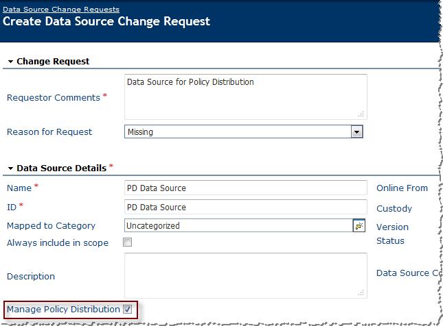Create and Configure a Data Source IBM Atlas Policy Distribution: IER Connector 2 On the Data Source Details page, provide information about the Data Source (the fields that are required depend on
