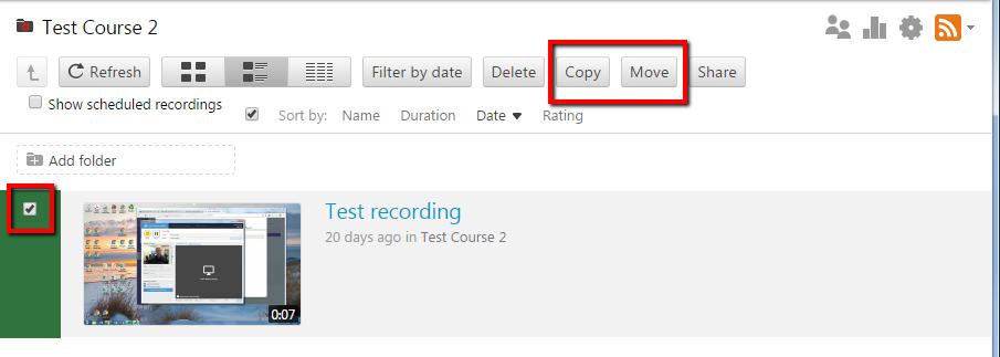 recording you want to copy or move by clicking in the checkbox on the left.