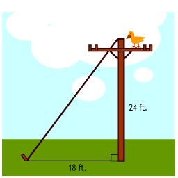67% ) A telephone pole set perpendicular to the ground is 24 feet tall.
