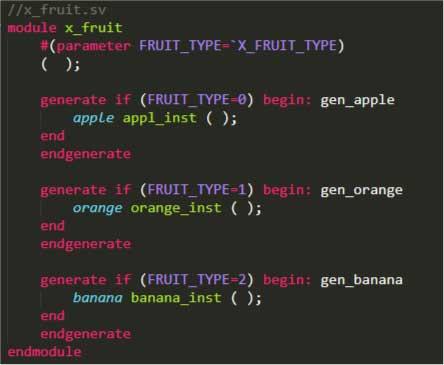 1. Creating a Partial Reconfiguration Design Figure 9. Copy of fruit.sv Saved as x_fruit.sv 3. Add x_fruit.sv to the project (Project Add/Remove Files in Project). 4.
