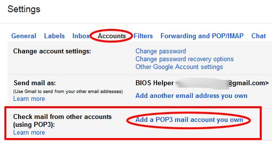 the "Add a POP3 mail account you own" link.