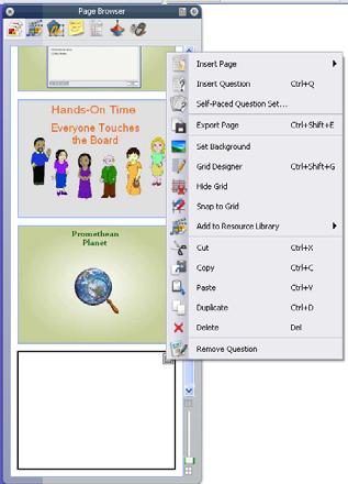 Customizing FlipCharts Promethean Module 2 (ActivInspire) Section 1: Browsers The browsers (located on the left side of the flipchart) are menus for various functions.