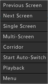 Start/stop auto-switching one or multiple panes in preview status. Start playback. Display the main menu.