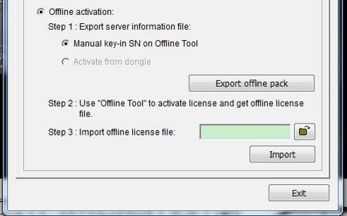 Activation Offline Step 1: Open License Manager Tool. Step 2: Select Offline as Activate type. Step 3: Click Export offline pack.