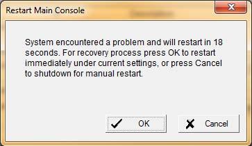 13.1. Using OnGuard Once the Mainconsole (the regular recording server) stops responding, OnGuard will prompt to restart the recording server by showing a dialog.