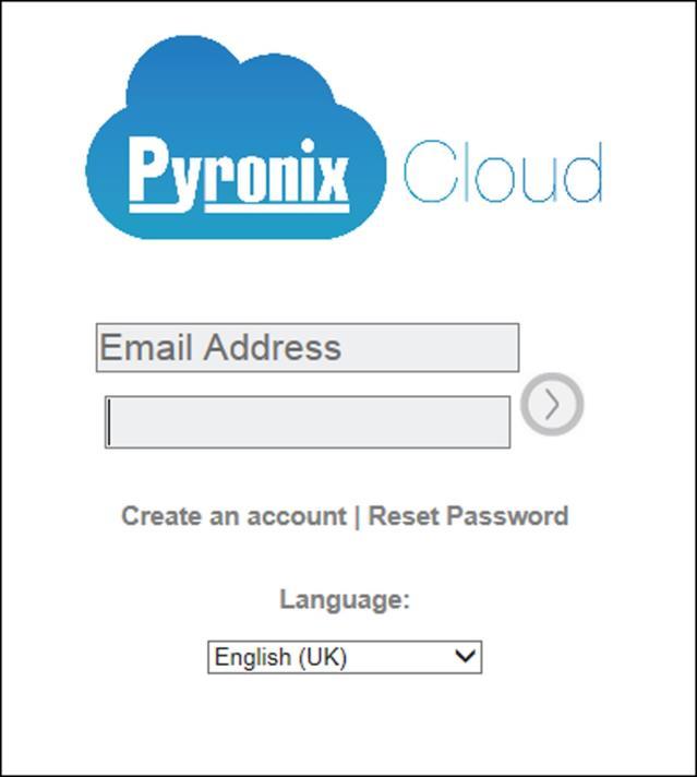 Figure 15-2 Create PyronixCloud Account 2. Click Create an account and complete the form. Once the form is completed, you will receive an email from admin@pyronixcloud.com with a confirmation link.