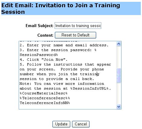 Email Options You may edit the invitation to instruct your participants to join the audio conference portion of the meeting by selecting the conference to dial out to them.