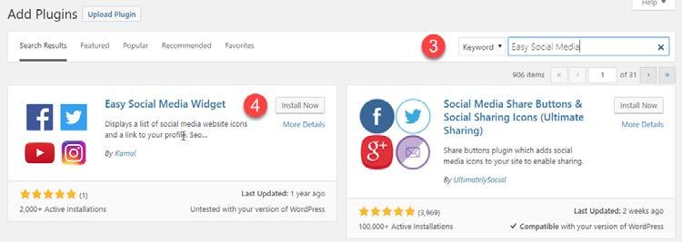 In this workshop we will add two plugins the Easy Social Media Widget and the Disable Comments plugin. 1.