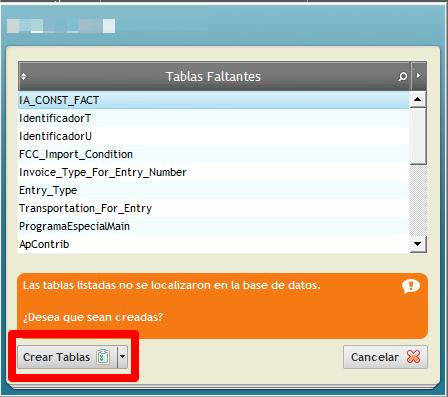 Actualization 15 Click on Crear Tablas After completing the update to