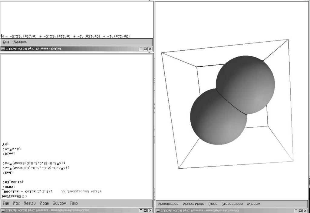 Inverse kinematics computation 11 FIGURE 12. Screenshot of the CLUCalc windows S1 = p0-0.5*d2*d2*einf; S2 = p2-0.