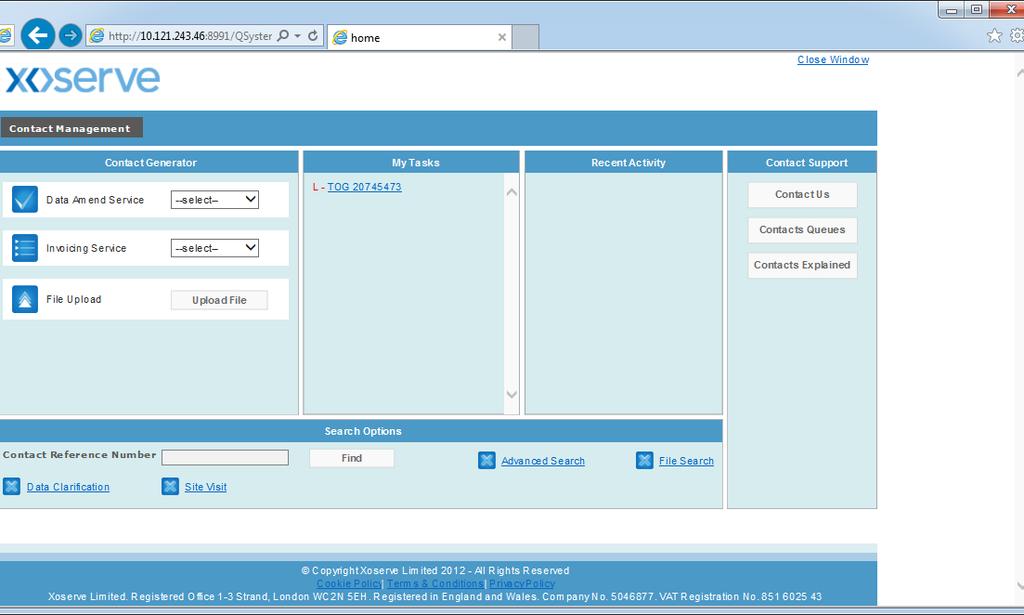 section on the Contact Management home page.