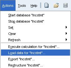 3. Select Actions, and then Load data for "[Plan Type /