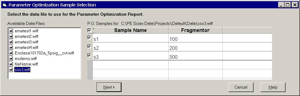 Data Analysis 5 TOF acquisition parameter optimization reports For information on worklists set up for parameter optimization, see Worklist for parameter optimization" on page 97.