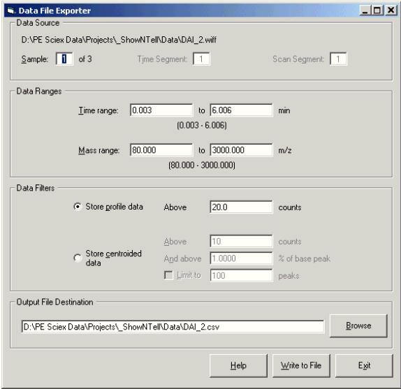 5 Data Analysis Exporting spectra to text file for custom reporting You can export spectra from a wiff file to a text file for use with other applications.