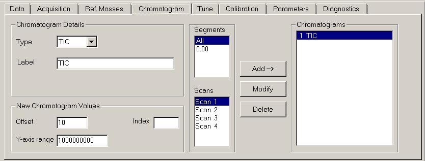 Acquisition Methods 3 MS TOF chromatogram setup You also select the chromatograms that you want to see in the real-time plot during the run in the Method pane. You do this in the Chromatogram tab.