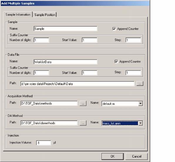 4 Data Acquisition Single sample entry One-at-a-time entry If you want to run single samples before or after or between your batches, you use the menu selection to add one sample at a time and enter