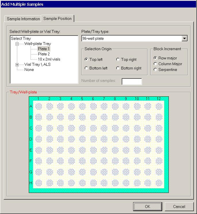 Data Acquisition 4 Sample position You can select the sample positions without having to type in their values from the Sample Position tab on the Add