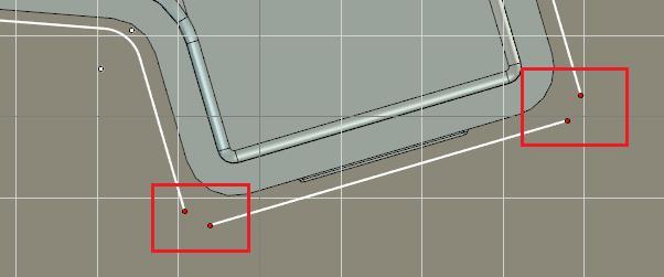 You can also replace an existing arc in a corner, which will be automatically disconnected from the curves, when the two straight curves are selected.