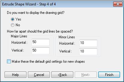 The Extrude Wizard will then start and guide you through a 4 step window with options.