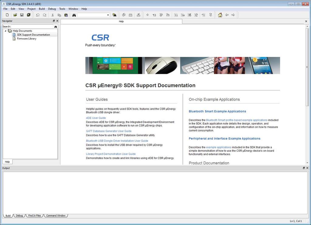 2.2.1.2. Testing the Installation Launch xide for CSR µenergy SDK by double-clicking on the icon on your desktop or from the Windows Start menu: On Windows 8 open the Start page and click on CSR
